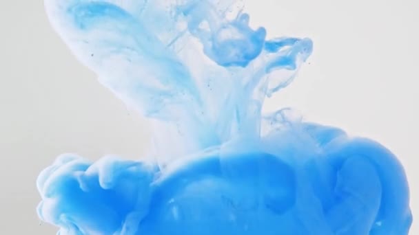 Inchiostro blu caduto in acqua, colpo ravvicinato. Sfondo astratto. Rotolamento acrilico in liquido. Goccia di vernice che si dissolve in acqua. Schema astratto. Pittura blu che scompare in liquido. Sfondo sfocato . — Video Stock