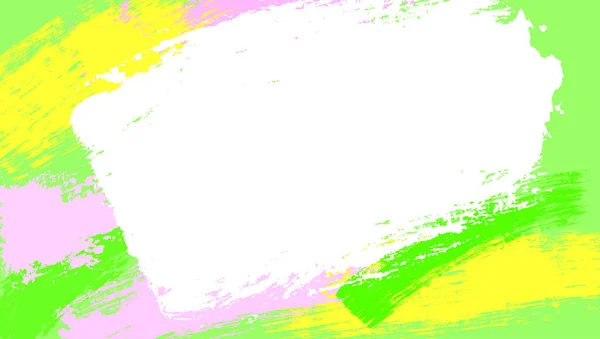 Pinceladas acrílicas. Elemento de diseño con manchas de color vibrante de pintura blanca, verde, amarilla, rosa. Banner con patrón abstracto de pintura multicolor. Pinceladas texturas. Ilustración vectorial . — Vector de stock