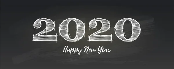 Boldog új évet 2020 üdvözlés poszter. Kréta kézzel írott betűkkel. Visszamegy üzenet részére ünneplés-ból karácsony-ra tábla-val karmol. Vektor üdvözlőkártya fél, meghívó — Stock Vector