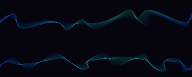 İki paralel bükümlü desen. Dinamik akan dalgalar karanlık arka planda izole. Soyut dalgalı bükülmüş çizgiler. Optik sanat, vektör tasarım elemanları