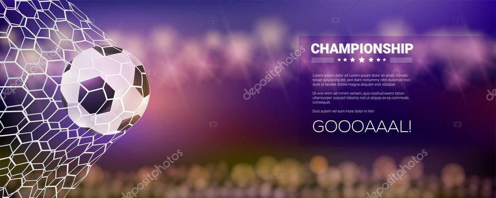 Moment With Ball In The Net Football Game Match Goal Into Mesh Soccer Ball In Goal Template For Football Or Soccer Games Tournaments Championships Posters Invitations 3d Illustration Premium Vector In