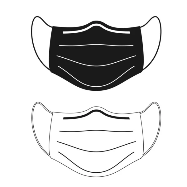 Face masks pictogram. Set of vector icons. Black and white version — Stock Vector