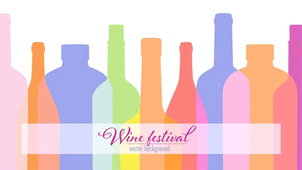 Outlines contours of Wine bottles. Poster for Wine festival with Silhouettes. Background for menu covers. Cocktail Party banner. Vector overlapping shapes. — Stock Vector