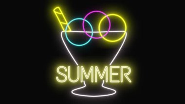 Renkli dondurma ile Neon cam vazo