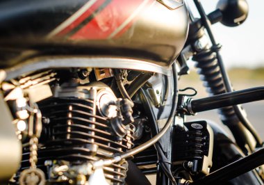 motosiklet motoru ve motosiklet yakıt tankı yakın çekim