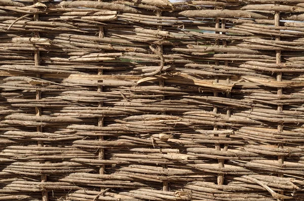 Struttura del recinto di vimini in legno primo piano — Foto Stock