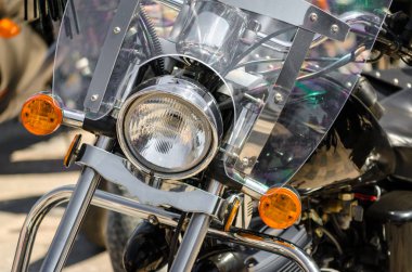 headlight chopper motorcycle closeup clipart