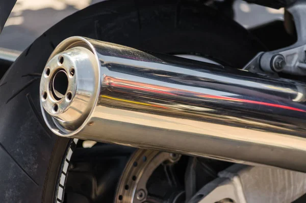 Close up of a motorcycle exhaust pipe — Stock Photo, Image