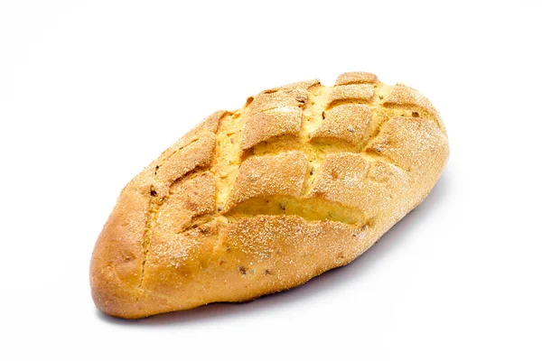 Baka bröd i detalj isolerade på vit bakgrund närbild — Stockfoto