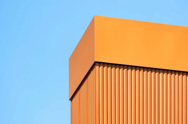 Pared Naranja Edificio Moderno Sobre Fondo Cielo Azul Patrón Fondo — Foto de Stock