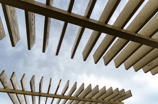 Wooden Planks Background Sky Clouds Abstract Pattern — Stock Photo, Image