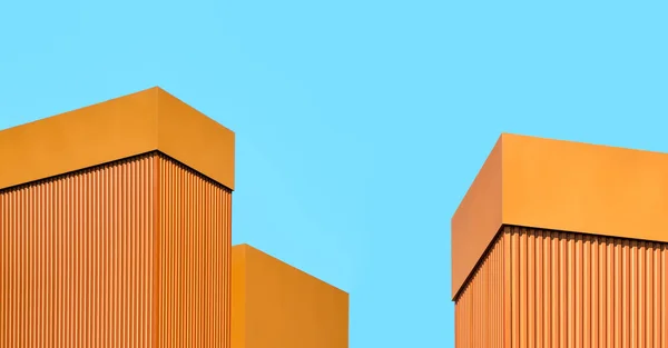 Pared Naranja Edificio Moderno Sobre Fondo Cielo Azul Patrón Fondo — Foto de Stock