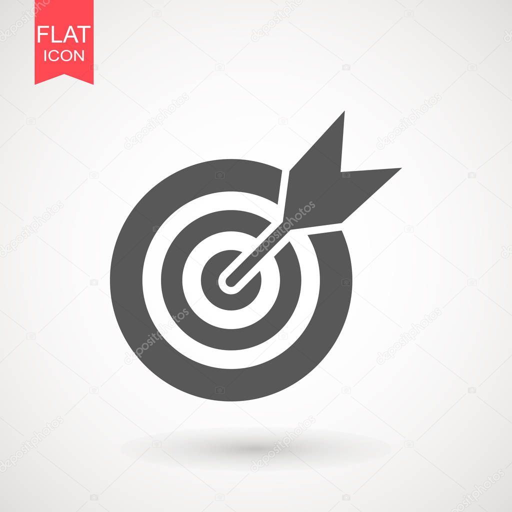 target icon. dart board. archery board. dartboard vector icon. Grey aim, arrow, Idea concept, perfect hit, winner, target goal Success abstract pin logo