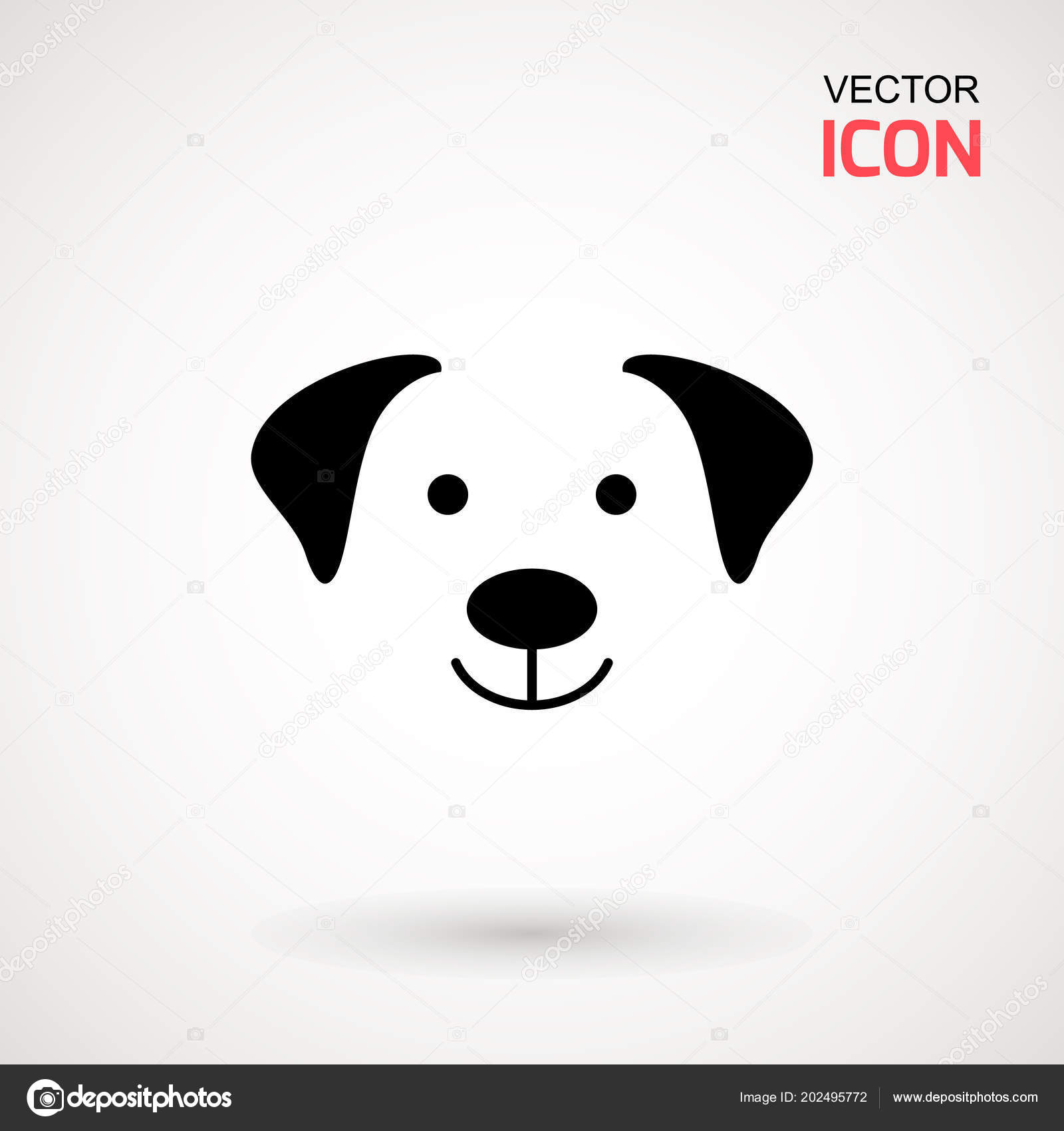 Dog Head Icon Flat Style Cartoon Dog Face Vector Illustration Stock Vector  Image by ©aygunaliyeva #202495772