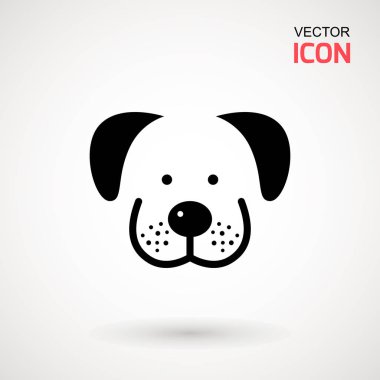 Dog head icon. Flat style. Cartoon dog face. Vector illustration isolated on white. Silhouette simple. Animal Logotype concept. Logo design template. clipart