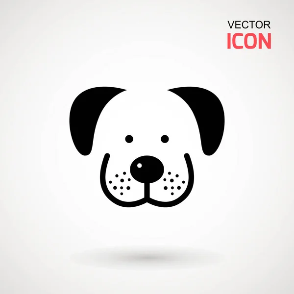 狗头图标 平坦的风格 卡通狗脸 在白色上隔离的矢量插图 剪影简单 动物标识概念 徽标设计模板 — 图库矢量图片
