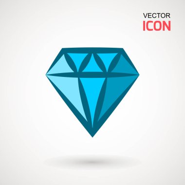 Elmas simge vektör. Elmas işareti simgesi. Takı sembolü. Değerli taş. Grafik öğesi. Siluet basit. Logo kavramı. Logo tasarım şablonu. Basit düz sembolü. Beyaz arka plan üzerinde