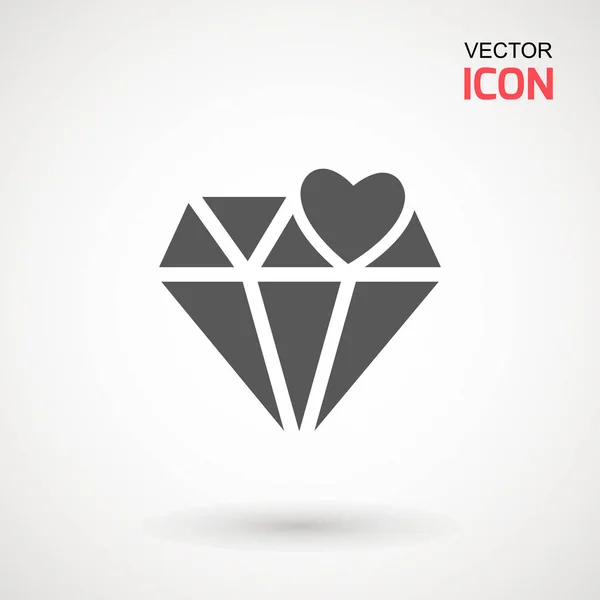 Diamond Icon Vector Diamond Heart Sign Icon Jewelry Symbol Gem — Stock Vector