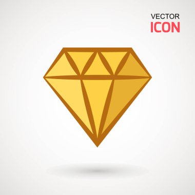 Elmas simge vektör. Elmas işareti simgesi. Takı sembolü. Değerli taş. Grafik öğesi. Siluet basit. Logo kavramı. Logo tasarım şablonu. Basit düz sembolü. Beyaz arka plan üzerinde