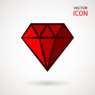 Elmas simge vektör. Elmas işareti simgesi. Takı sembolü. Değerli taş. Grafik öğesi. Siluet basit. Logo kavramı. Logo tasarım şablonu. Basit düz sembolü. Beyaz arka plan üzerinde