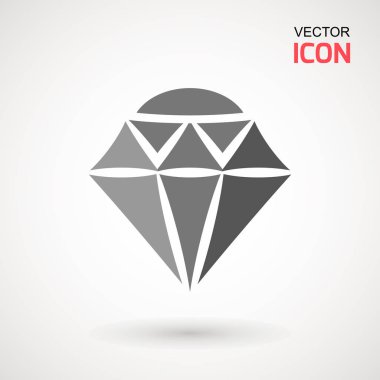 Elmas simge vektör. Elmas işareti simgesi. Takı sembolü. Değerli taş. Grafik öğesi. Siluet basit. Logo kavramı. Logo tasarım şablonu. Basit düz sembolü. Beyaz arka plan üzerinde