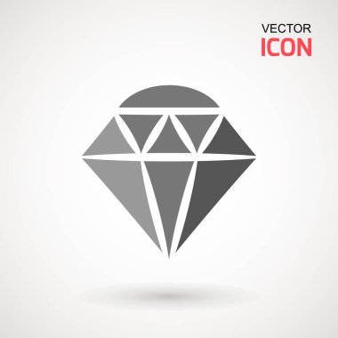 Elmas simge vektör. Elmas işareti simgesi. Takı sembolü. Değerli taş. Grafik öğesi. Siluet basit. Logo kavramı. Logo tasarım şablonu. Basit düz sembolü. Beyaz arka plan üzerinde