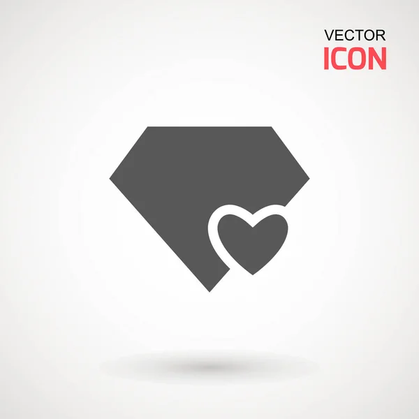 Diamant Icon Vektor Diamant Und Herz Zeichen Symbol Schmucksymbol Edelstein — Stockvektor