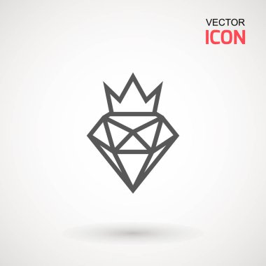 Kral elmas simgesi Logo. Elmas crown vektör logo. Grafik öğesi. Siluet basit. Siluet basit. Takı sembolü. Değerli taş.