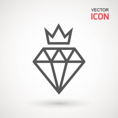 Kral elmas simgesi Logo. Elmas crown vektör logo. Grafik öğesi. Siluet basit. Siluet basit. Takı sembolü. Değerli taş.