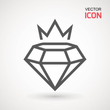 Kral elmas simgesi Logo. Elmas crown vektör logo. Grafik öğesi. Siluet basit. Siluet basit. Takı sembolü. Değerli taş.