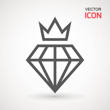Kral elmas simgesi Logo. Elmas crown vektör logo. Grafik öğesi. Siluet basit. Siluet basit. Takı sembolü. Değerli taş.