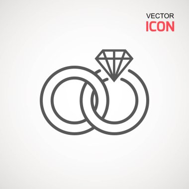 Alyans beyaz arka plan üstünde kutsal kişilerin resmi. Elmas yüzük - düğün ya da nişan illüstrasyon, simge vektör