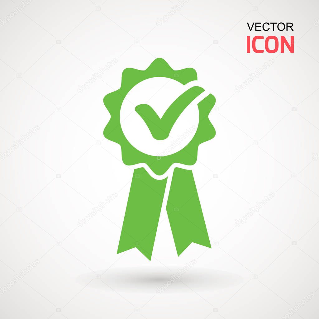Approved or certified medal icon in a flat design. Rosette icon. Award vector