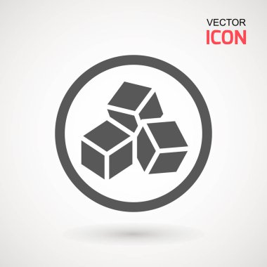 Şekersiz vektör simgesi yok. Şeker eklenmemiş ürün paketi tasarımı için daire simgesindeki vektör şeker küpleri