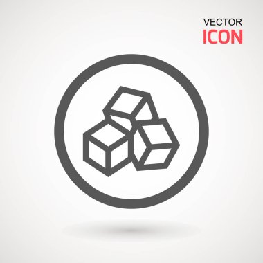 Şekersiz vektör simgesi yok. Şeker eklenmemiş ürün paketi tasarımı için daire simgesindeki vektör şeker küpleri