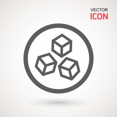 Şekersiz vektör simgesi yok. Şeker eklenmemiş ürün paketi tasarımı için daire simgesindeki vektör şeker küpleri