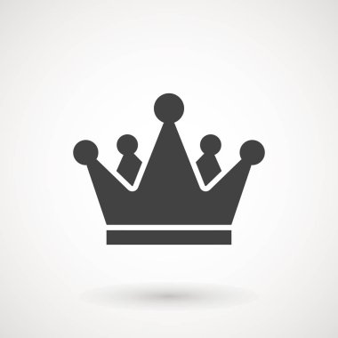 Crown Simgesi, gri arka planda izole edilmiş, modaya uygun, düz stil. Web sitesi tasarımı için taç sembolü, logo, uygulama, UI. Vektör illüstrasyonu, EPS10