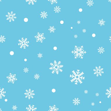 Kar tanesi seamless modeli. Beyaz arka plan üzerinde kar. Soyut duvar kağıdı, dekorasyon sarma. Sembol kış, neşeli Noel tatili, mutlu yeni yıl kutlama vektör çizim