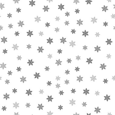 Kar tanesi seamless modeli. Beyaz arka plan üzerinde kar. Soyut duvar kağıdı, dekorasyon sarma. Sembol kış, neşeli Noel tatili, mutlu yeni yıl kutlama vektör çizim.
