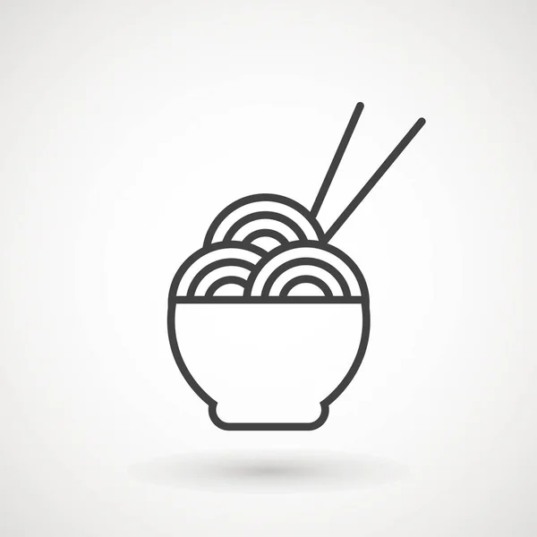 Vector Pictogram Spaghetti Noedels Kom Noedels Met Een Paar Chopsticks — Stockvector