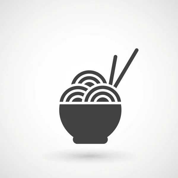 Espaguetis Icono Vector Fideos Cuenco Fideos Con Par Palillos Icono — Vector de stock