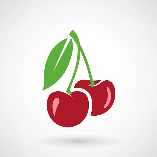 Cherry Pictogram Vectorillustratie Fruit Verse Gezonde Zoete Kersen Pictogram Geïsoleerd — Stockvector