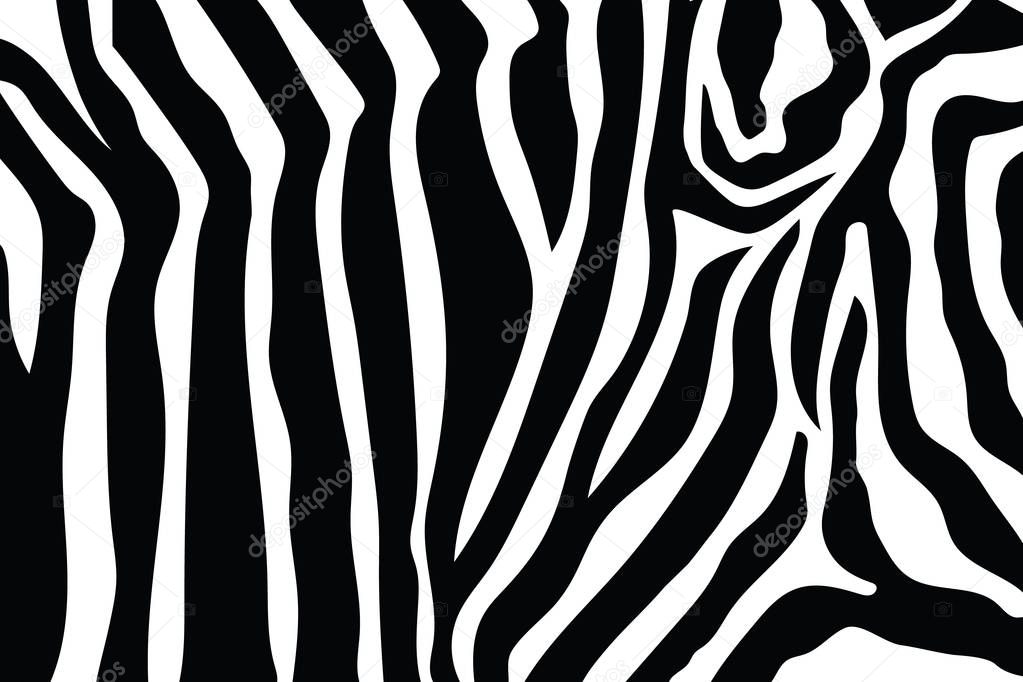 Zebra Stripes Pattern. Zebra print, animal skin, tiger stripes, abstract pattern, line background, fabric. Amazing hand drawn vector illustration. Poster, banner. Black and white artwork monochrome
