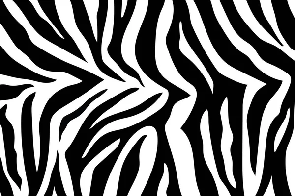 Modèle de rayures zébrées. Imprimé zèbre, peau d'animal, rayures de tigre, motif abstrait, fond de ligne, tissu. Illustration vectorielle dessinée à la main incroyable. Affiche, bannière. Oeuvres d'art noir et blanc, monochrome — Image vectorielle