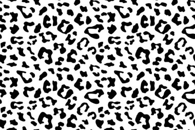 Leopar seamless modeli. Beyaz ve siyah sorunsuz. Hayvan yazdırma. Vektör arka plan.