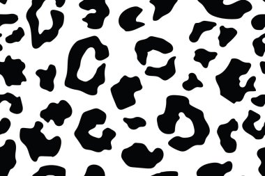 Leopar seamless modeli. Beyaz ve siyah sorunsuz. Hayvan yazdırma. Vektör arka plan