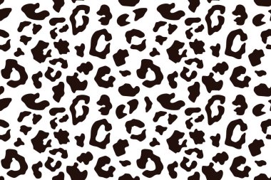 Leopar seamless modeli. Beyaz ve siyah sorunsuz. Hayvan yazdırma. Vektör arka plan