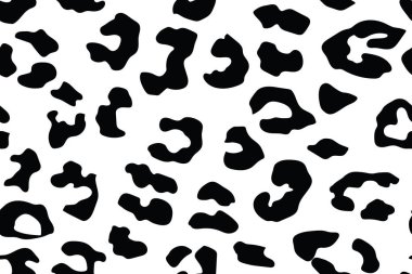 Leopar seamless modeli. Beyaz ve siyah sorunsuz. Hayvan yazdırma. Vektör arka plan