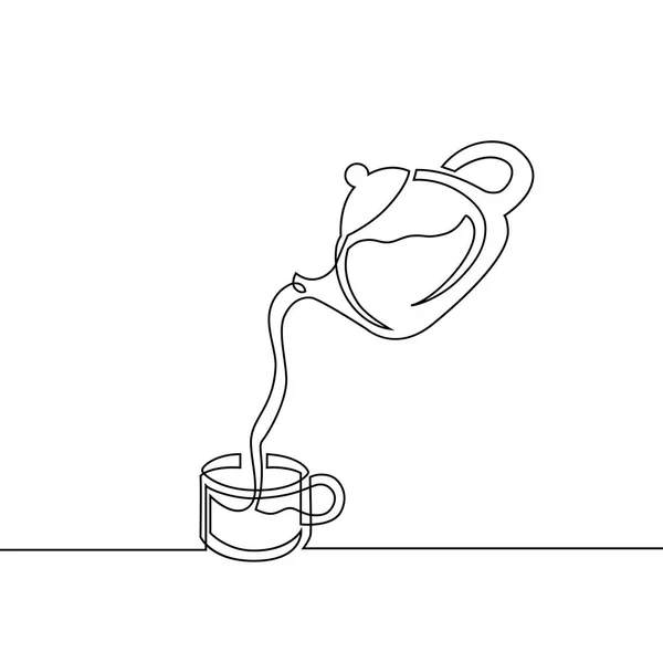 Een lijntekening van geïsoleerde vectorobject - koffiekopje en jar. — Stockvector