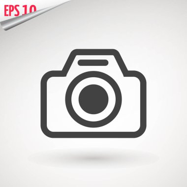 Kamera simgesi, düz fotoğraf kamera vektör izole. Modern basit anlık fotoğraf işareti. Anlık fotoğraf Internet kavramı. Web sitesi tasarımı, web düğme, mobil uygulama Logo illüstrasyon trendy simgesi.
